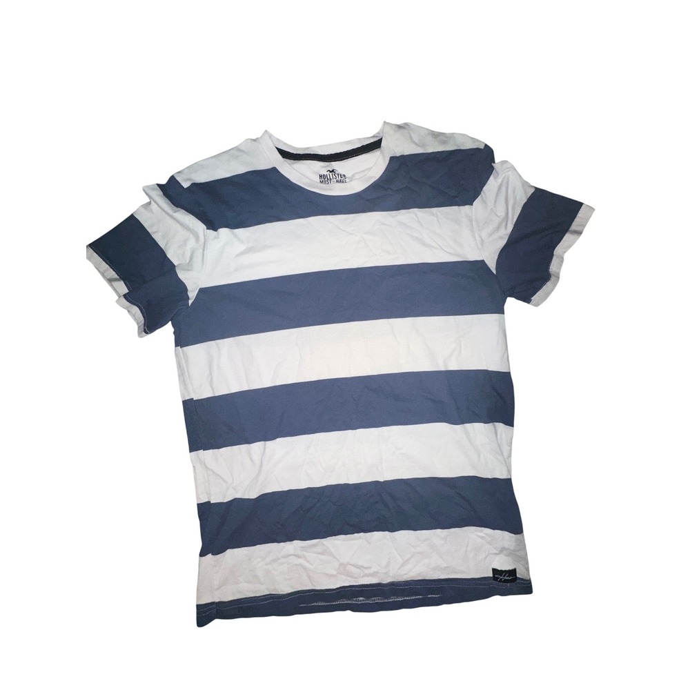 Hollister Must-Have Collection Mens Large Striped Cotton T-Shirt Navy White